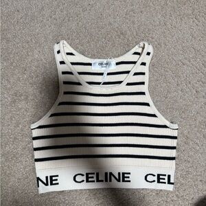 Celine Black and White Striped Crop Top